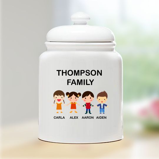 Personalized Family Cookie Jar, Custom Stoneware Jar, Housewarming Gift