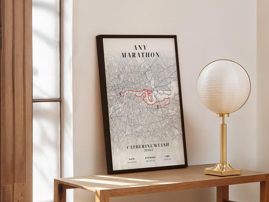 Personalised Marathon Map Print: Custom Race Completion Gift