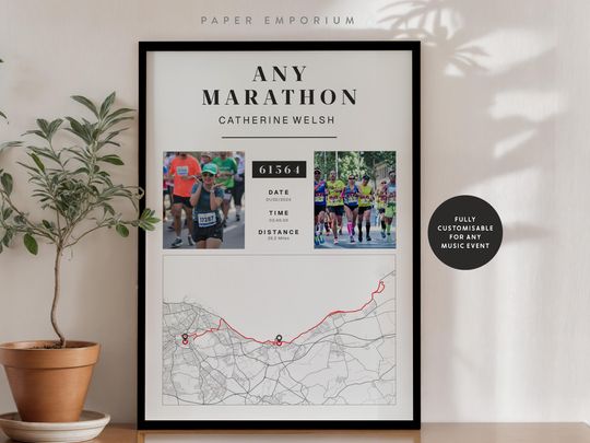 Personalised Marathon Map Print: Edinburgh or Any Race Completion Gift