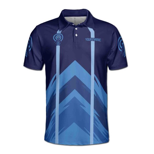 Custom Team Name Playing Darts Navy Blue Men's Polo Shirt