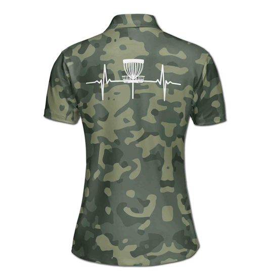 Custom Name Camouflage Camo Pattern Lady Disc Golf Women's Polo Shirt