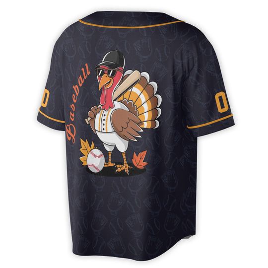 Custom Name Number Baseball Turkey Autumn Baseball Jersey