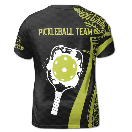 Customized Name Pickleball Paddle Tribal Pattern 3D T-Shirt