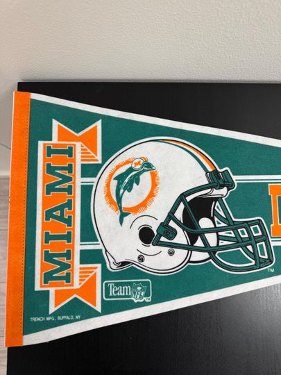 Miami Dolphins football vintage pennant from 1990s