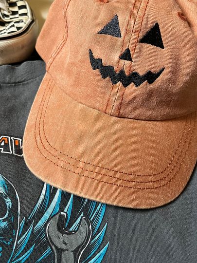 Jack O Lantern Pumpkin Embroidered Baseball Cap | Vintage | Dat Hats