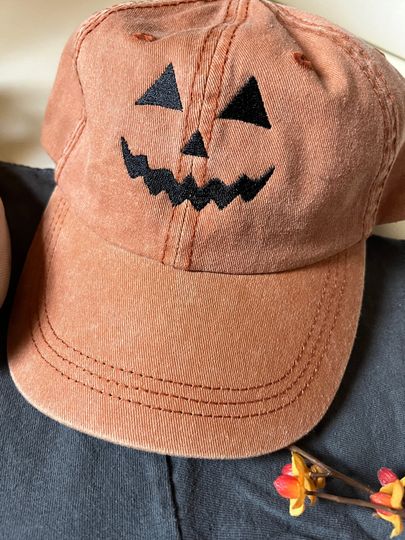 Jack O Lantern Pumpkin Embroidered Baseball Cap | Vintage | Dat Hats
