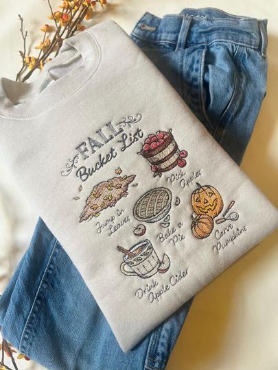 Fall Bucket List Embroidered Crewneck | Autumn Sweatshirt