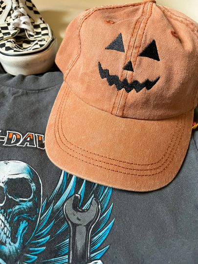 Jack O Lantern Pumpkin Embroidered Baseball Cap | Vintage | Dat Hats