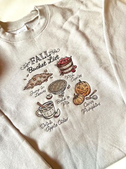 Fall Bucket List Embroidered Crewneck | Autumn Sweatshirt