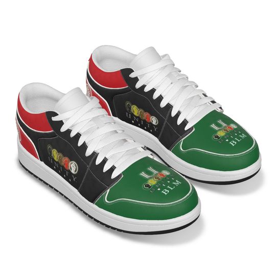 Unity 1 Men's BLM Red, Black, and Green Leather Low-Top Sneakers