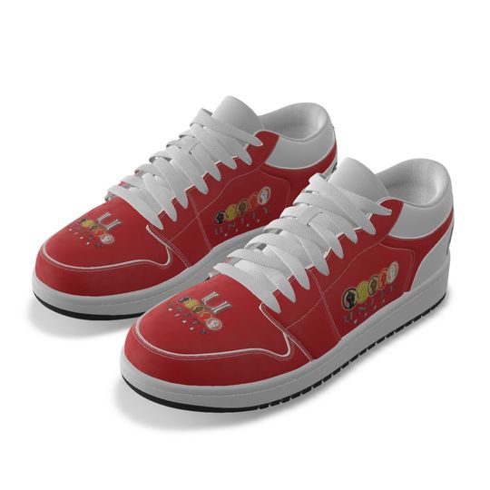 Unity 1's Men's Red and White Leather Low Top Sneakers