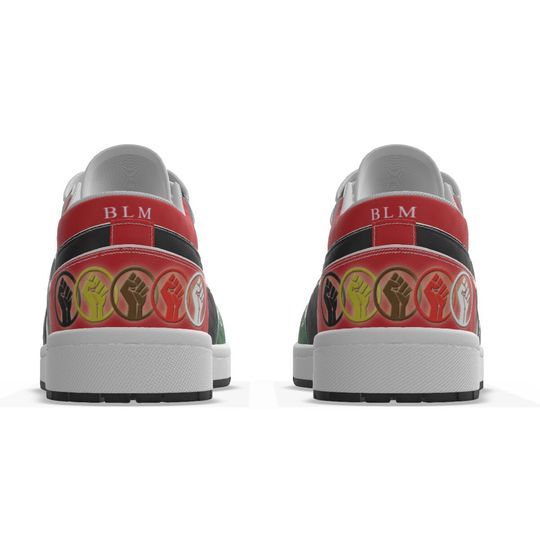 Unity 1 Men's BLM Red, Black, and Green Leather Low-Top Sneakers