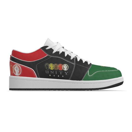 Unity 1 Men's BLM Red, Black, and Green Leather Low-Top Sneakers