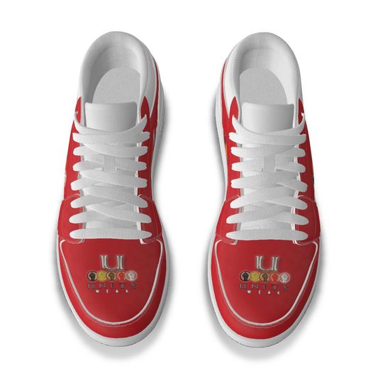 Unity 1's Men's Red and White Leather Low Top Sneakers