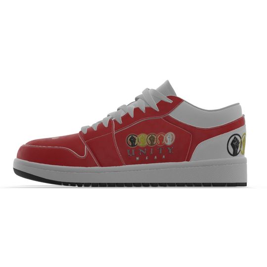 Unity 1's Men's Red and White Leather Low Top Sneakers