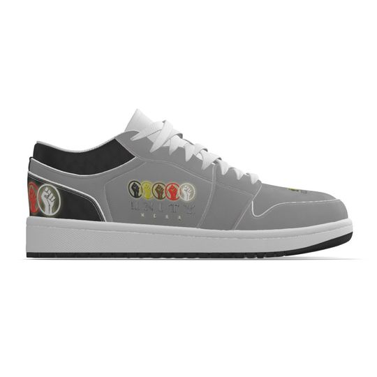 Unity 1 Men's Grey and Black Leather Low Top Sneakers