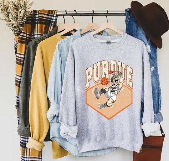 Retro Vintage Distressed Purdue Basketball Unisex Heavy Blend Crewneck Sweatshirt