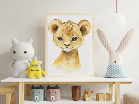 Lion SAFARI poster, forest nursery animals poster