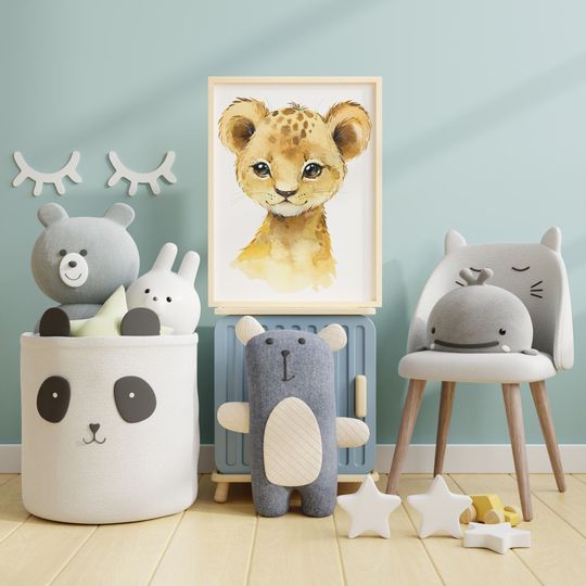 Lion SAFARI poster, forest nursery animals poster