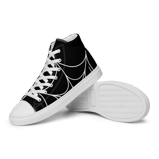 Halloween Spiderweb and Pumpkin Womens high top canvas shoes