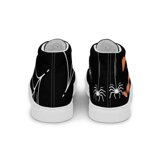 Halloween Spiderweb and Pumpkin Womens high top canvas shoes