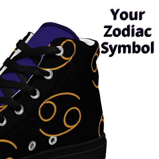 Baltimore Ravens Zodiac Sign Shoes l Adult Gym Sneakers l Astrology Hightop l High Top Canves Shoe l Custom Pattern Gift l Astrological