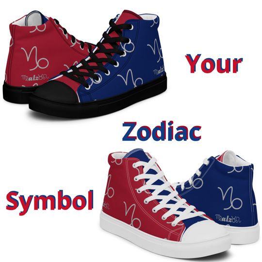 New York Giants Zodiac Sign Shoes l Adult Gym Sneakers l Astrology Hightops l Custom High Top Canvas Shoe l Pattern Gift l NFC East l Sports