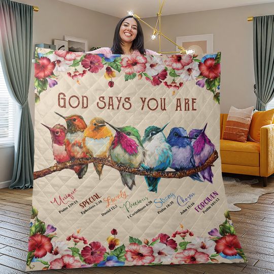 Hummingbird Quilt Bedding Set: Retro Christian Decor