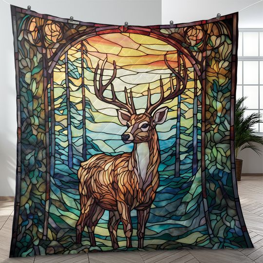 Vintage Reindeer Quilt Bedding Set: Christmas Cabin Decor