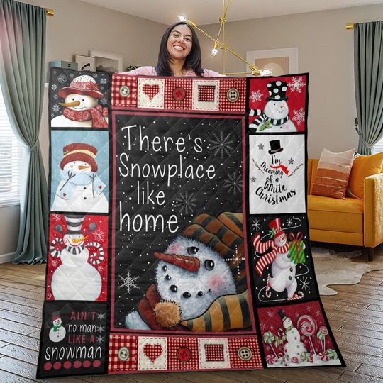 Vintage Snowman Quilt Bedding Set: Christmas Home Decor