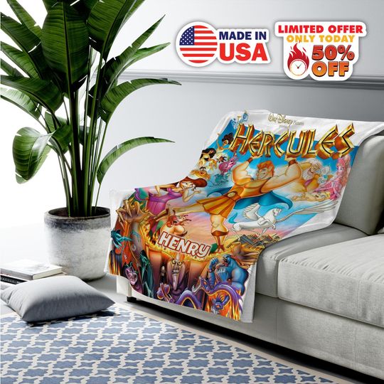 Custom Name Blanket Disney Hercules Tapestry Personalized Fleece Blanket