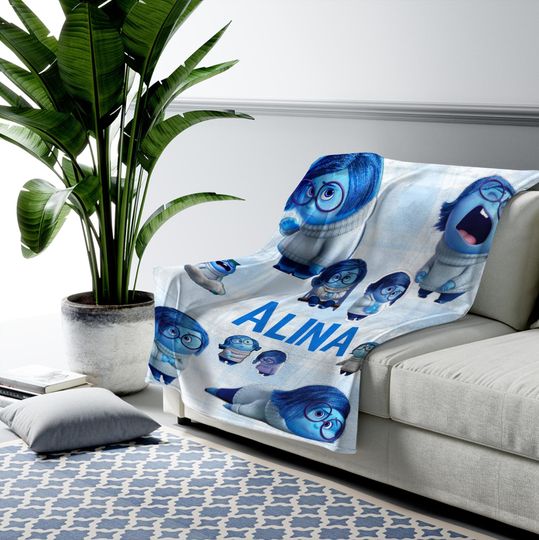 Personalized Inside Out 2 Characters Blanket, Custom Name Characters Sadness Anxiety Envy Anger Ennui Embarrassment Blankets