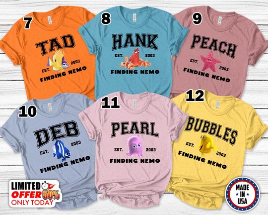 Disney Finding Nemo Characters Shirt, Finding Dory Shirt, Crush Ray Nemo Shirt