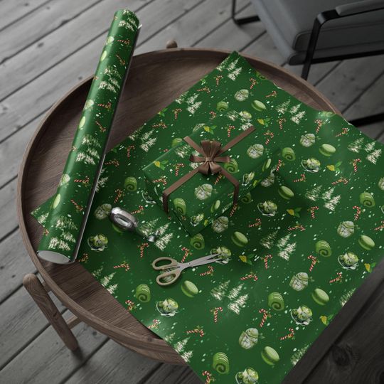 Matcha Dessert Matcha Christmas Wrapping Papers | Holiday Dessert Pattern