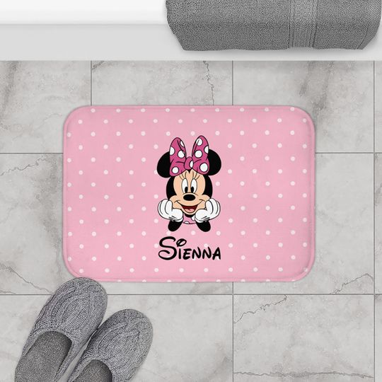 Personalized Minnie Mouse Disney Bath Mat, Disney Bathroom Decor