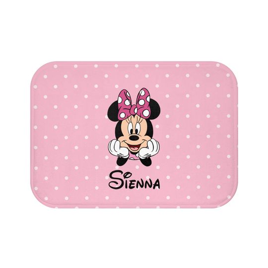 Personalized Minnie Mouse Disney Bath Mat, Disney Bathroom Decor