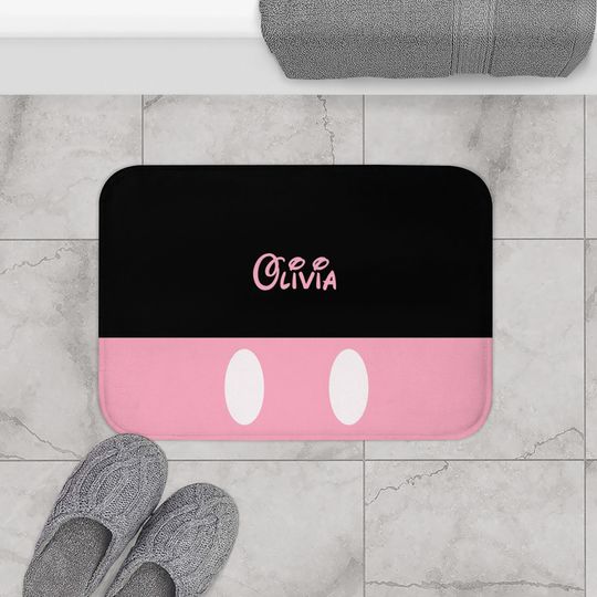 Personalized Minnie Mouse Disney Bath Mat, Disney Bathroom Decor