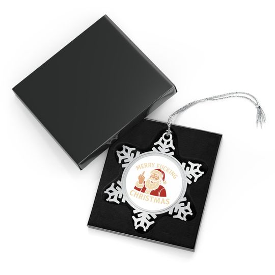 Funny Pewter Snowflake Ornament, Holiday Tree Decoration