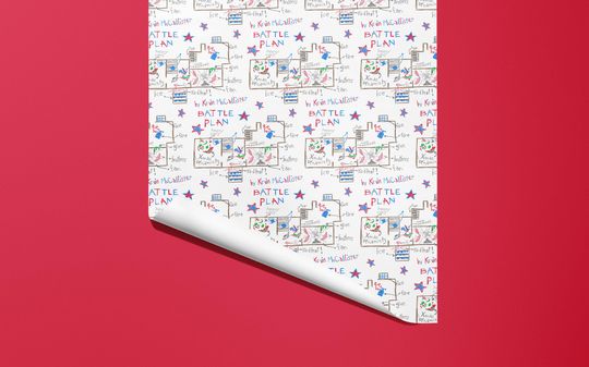 Home alone wrapping paper - battle plans - hand illustrated