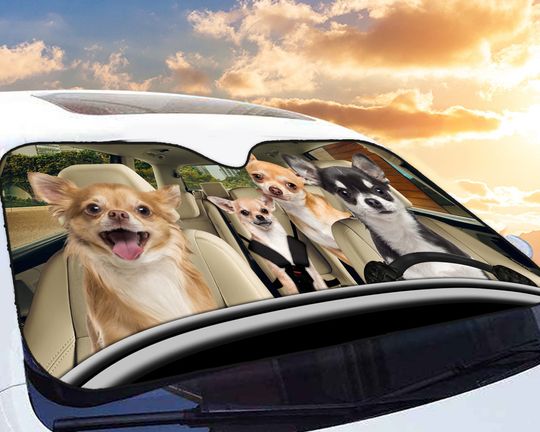Chihuahua Family Car Sunshade