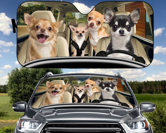 Chihuahua Family Car Sunshade