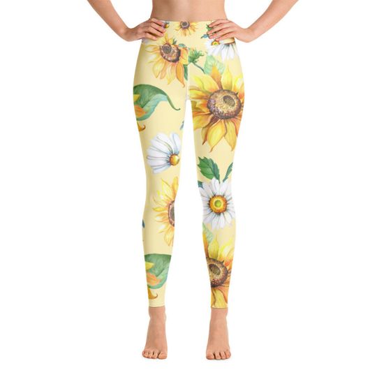 FLOWER HIGH WAIST - Yoga High Waist - Yellow Leggings