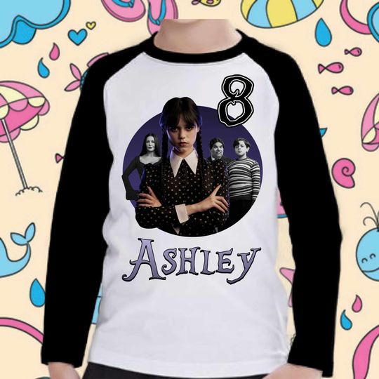 Wednesday Addams Personalized Birthday Shirt - Addams Family matching party shirt