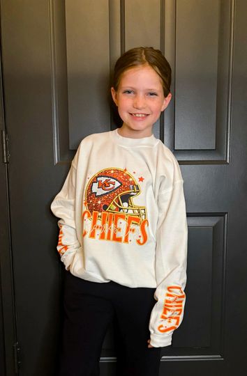 Faux Rhinestone & Embroidery Chiefs Helmet