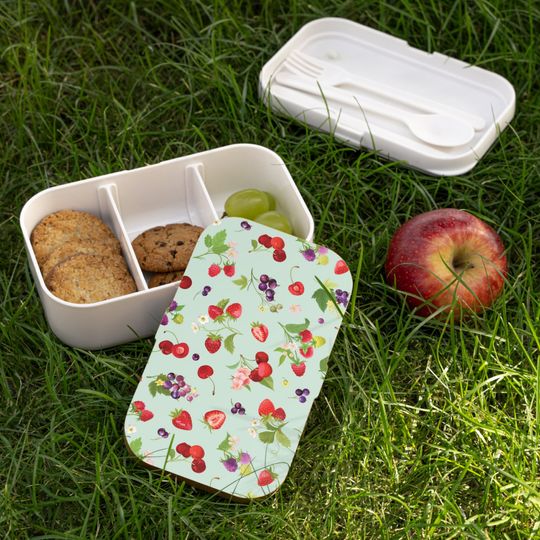 Cherries and Strawberries Bento Lunch Box, Student Lunch Box, Back To School Gift