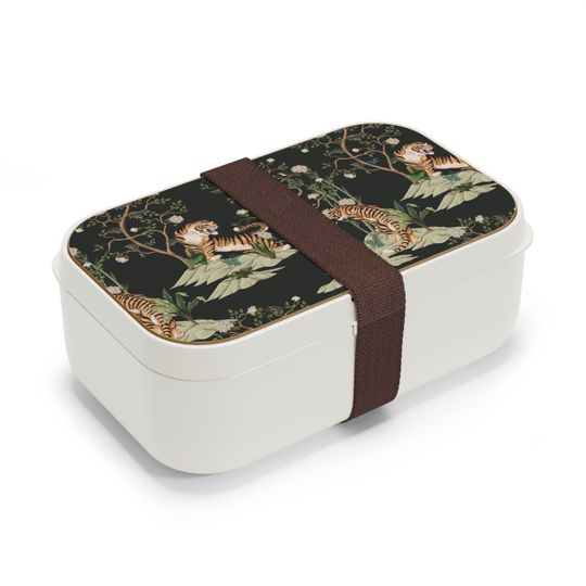 Chinoiserie Tigers and Peonies Bento Lunch Box, Student Lunch Box, Back To School Gift