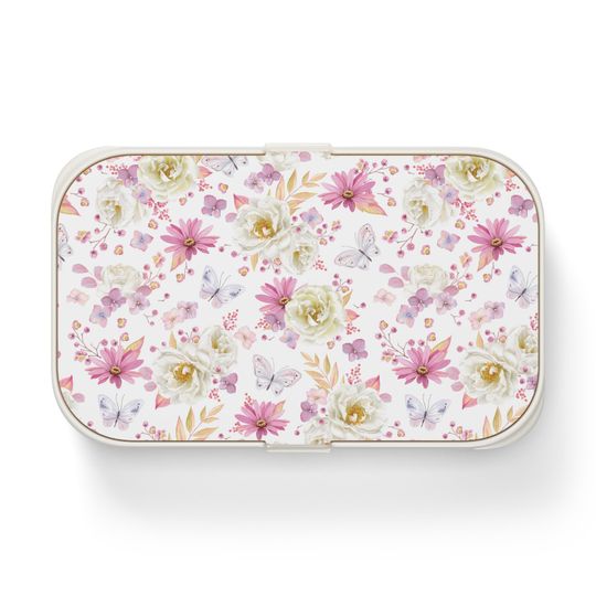Spring Butterflies and Roses Bento Lunch Box, Student Lunch Box, Back To School Gift