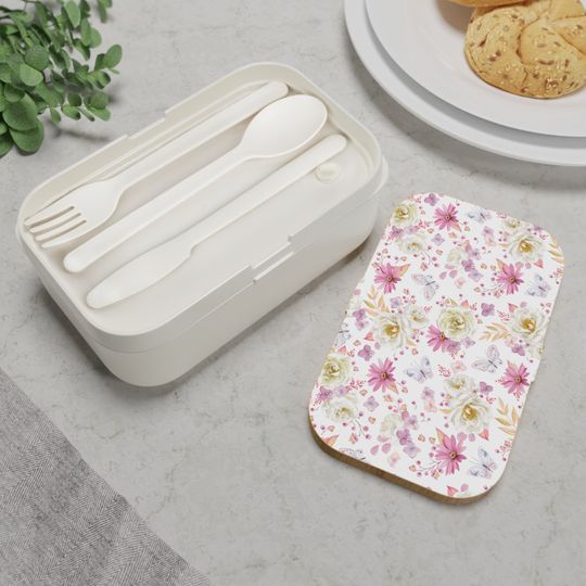 Spring Butterflies and Roses Bento Lunch Box, Student Lunch Box, Back To School Gift