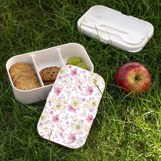 Spring Butterflies and Roses Bento Lunch Box, Student Lunch Box, Back To School Gift