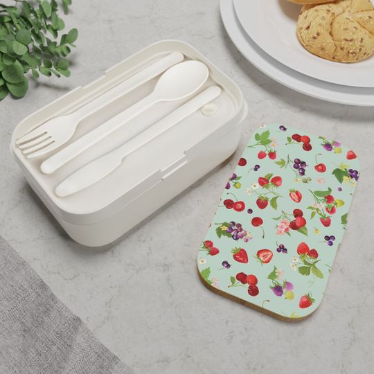 Cherries and Strawberries Bento Lunch Box, Student Lunch Box, Back To School Gift